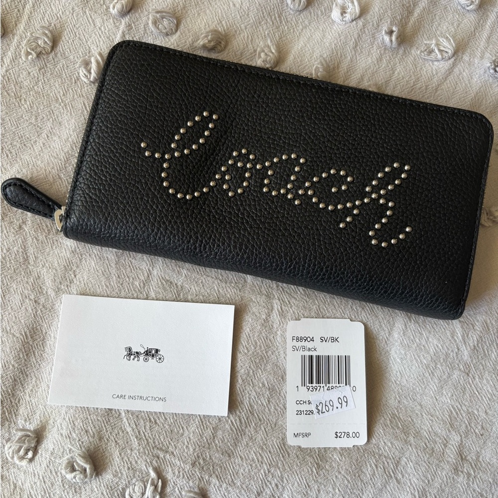 Coach Black Studded Leather Wallet